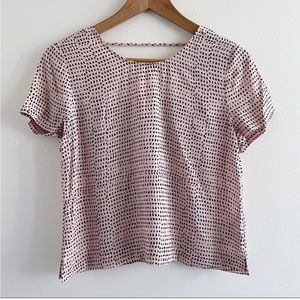 & Other Stories Pink Black Cropped Boxy Short Sleeve Blouse